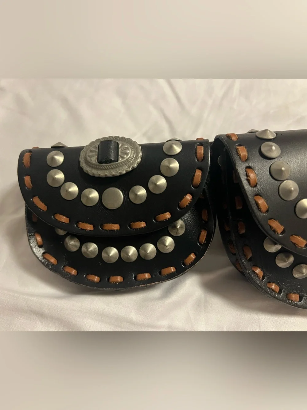 Free People Lucky Stars Leather Pocket Belt in Black Size S/M NWT  Festival